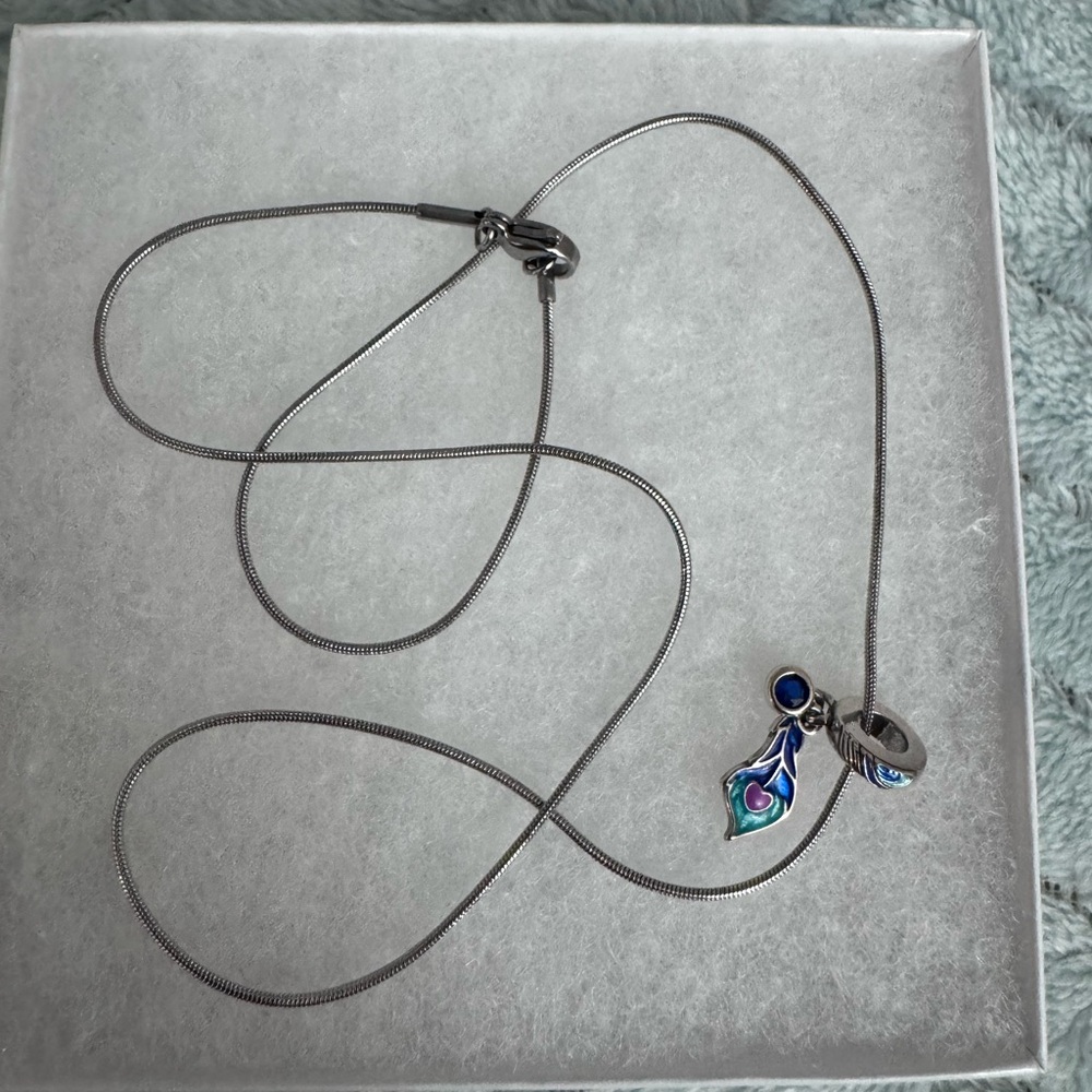 Elegant Sterling Silver Necklace with Peacock Heart